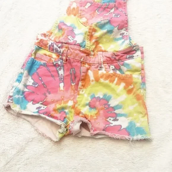 Children’s Place Tie Dye overalls sz 4 Girl's Coverall Pink Tie Dye Shorts - Picture 7 of 7